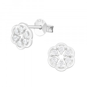 Cercei din argint in forma de floare cu zirconii DiAmanti DIA40048 (Argint 925‰ 0,85 g.)